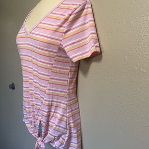 Striped Pink Tie-Front Women's Top New super soft and fresh